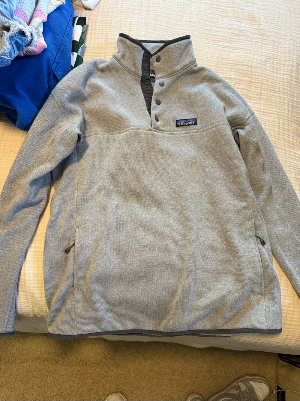 Patagonia Light Gray Snap-Front Fleece Pullover